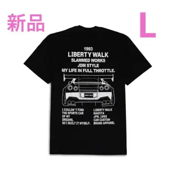 LIBERTY WALK 상의 반팔 티셔츠 블랙 프린트 로고