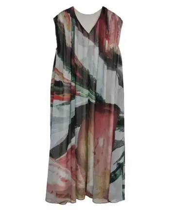 아메리 2WAY ART PRINT SHEER DRESS 라이트 그레이