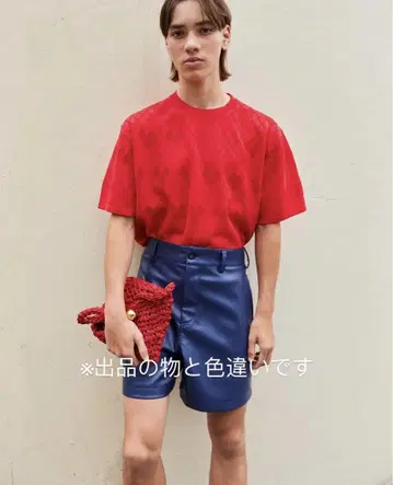 NKNIT 하트 무늬 니트 반팔 티셔츠 네이비
