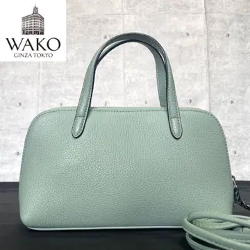 [미사용급] WAKO 긴자와코 시보 가죽 라이트 그린 2WAY 핸드백