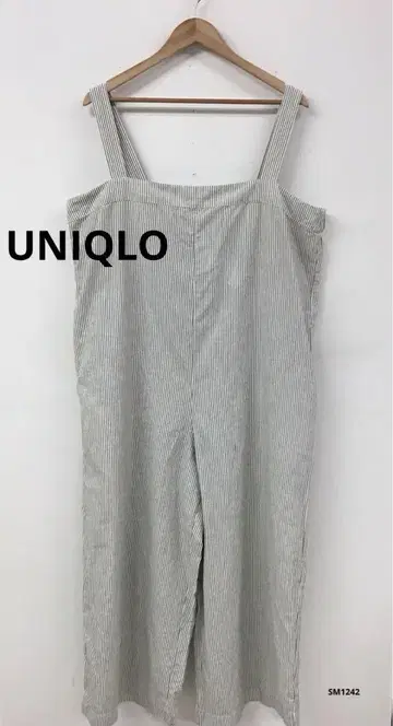 UNIQLO 린넨 혼방 살로펫 팬츠 오버롤 스트라이프