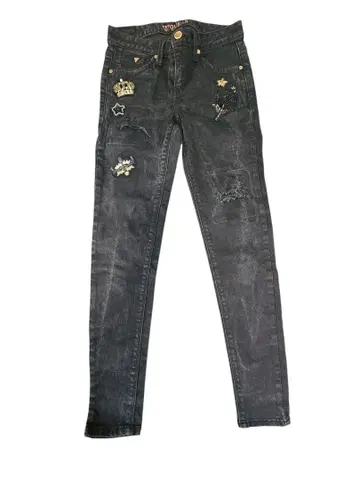 [새상품급] GUESS 스키니 데님 블랙 자수