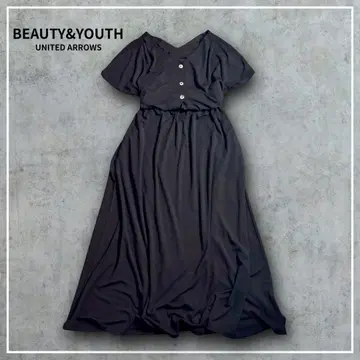 [ 새상품급 BEAUTY&YOUTH ] 블랙 원피스 허리밴딩 넉넉한 F
