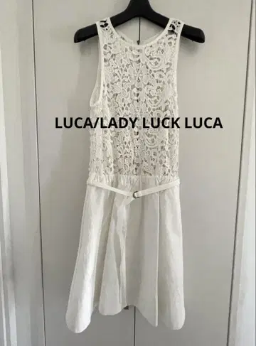 새상품 LUCA 레이스 & 치노 크로스 도킹 원피스 벨트 화이트