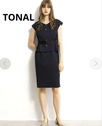 TONAL 토날 2WAY 허리 마크 민소매 원피스 프렌치 슬리브