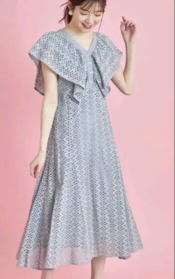 토코 클로젯 컷워크 레이스 원피스 블루