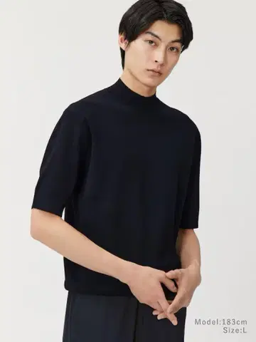 새상품 PLST (플라스테) 모크넥 니트 티셔츠 블랙 (라스트 1점)