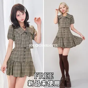 다리치 darich 빅 리본 벌룬 체크 미니 원피스 BEG F