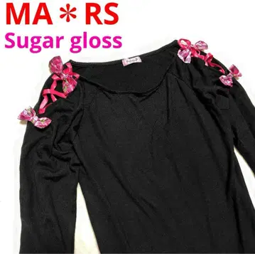 마즈 Sugar gloss 로즈 패턴 리본 니트 원피스