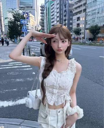 [마미 짱 착용] 당일 발송 가능 왕홍 상의 다리치 앤드마리