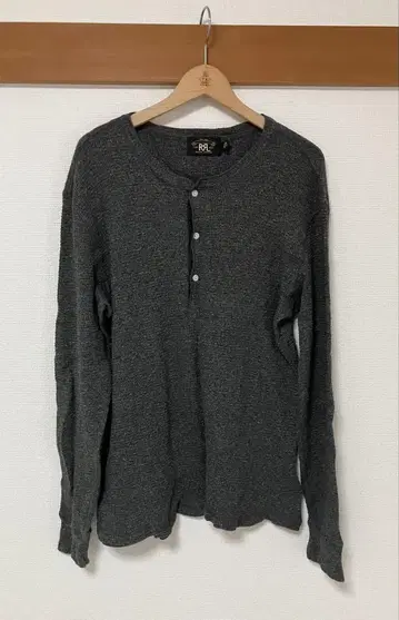 RRL 긴팔 헨리넥 티셔츠 써멀 와플 그레이