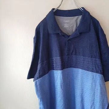 VAN HEUSEN 밴휴젠 피케 셔츠 바이컬러 네이비 블루