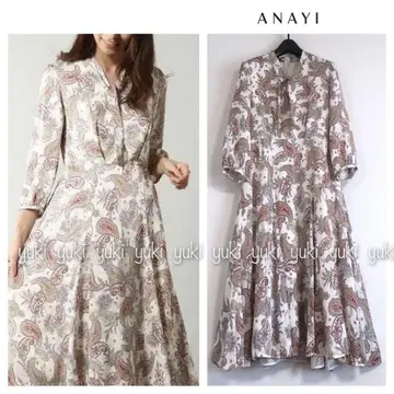 ANAYI 페이즐리 프린트 보우타이 원피스 38