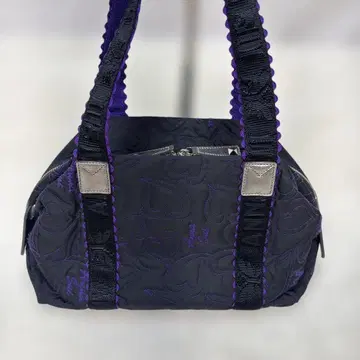 ANNA SUI 나일론 퀼팅 토트백 블랙 숄더 겸용 보라색