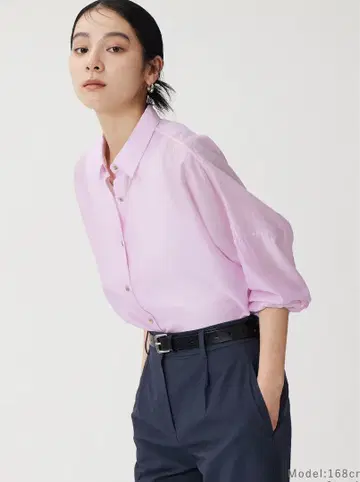 PLST 플라스테 시어 돌먼 메탈 버튼 셔츠