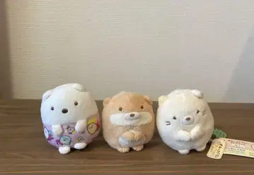 스미코구라시 손바닥 봉제 인형 시로쿠마, 카와우소, 고양이 (택 포함)