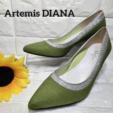 컨디션 최상 Artemis DIANA 라메 글리터 펌프스 그린 24.0