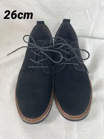 남성용 블랙 스웨이드 레이스업 슈즈 26cm