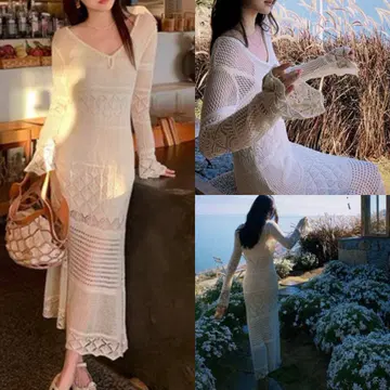 크로셰 롱 원피스 시착만 한 상품 크로셰 원피스