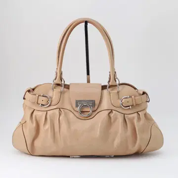 양호한 페라가모 간치니 마리사 핸드백 가죽 베이지