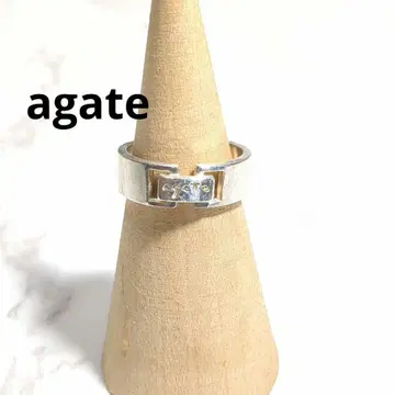 아 Agate 실버 은제 로고 탑 반지