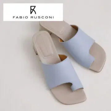 FABIO RUSCONI/양가죽 통 로우힐 샌들/색스 블루 37