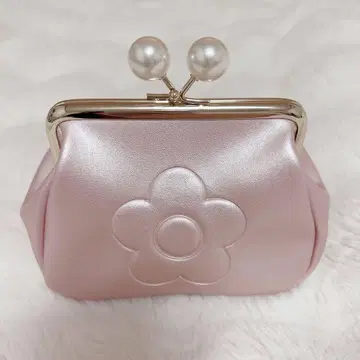 MARY QUANT 엠보싱 데이지 펄 가마구치 파우치 (펄 핑크)