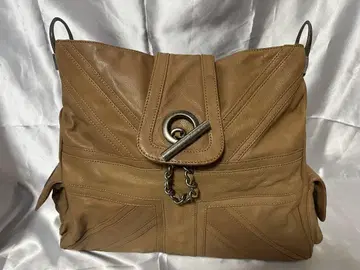 BETSEY JOHNSON 유니언 잭풍 브라운 가죽 숄더백