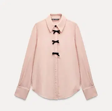 ZARA 벨벳 리본 셔츠