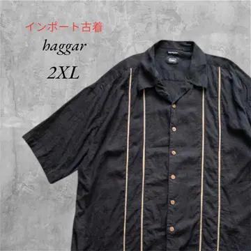 [수입 구제 의류] haggar 하가 / 린넨 혼방 반팔 셔츠 오픈 카라