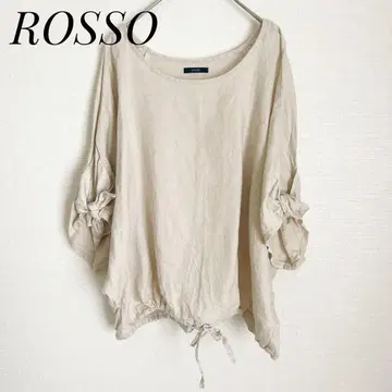 [새상품급] ROSSO 린넨 100% 소매 리본 블라우스 베이지
