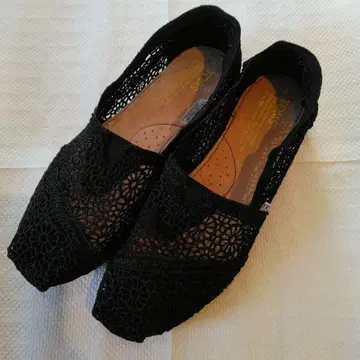 TOMS 신발 Morocco 크로셰 슬립온 블랙 24cm