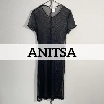 프랑스제 빈티지 ANITSA 메쉬 반팔 원피스 블랙