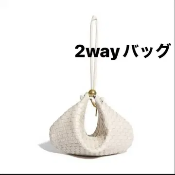 미사용 새상품 2way 뜨개질 백 하프문 숄더백