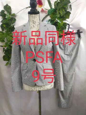 새상품급 PSFA 크롭 팬츠 수트 9호 그레이 미니 체크 얇은 소재