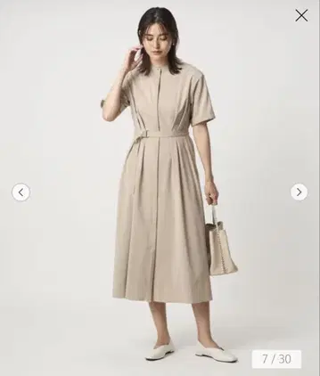 허리 벨트 숏 슬리브 원피스 워셔블
