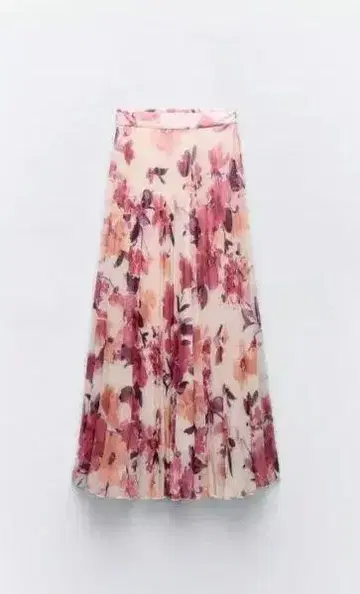 ZARA 완판템 메탈릭 플라워 플리츠 미디 스커트