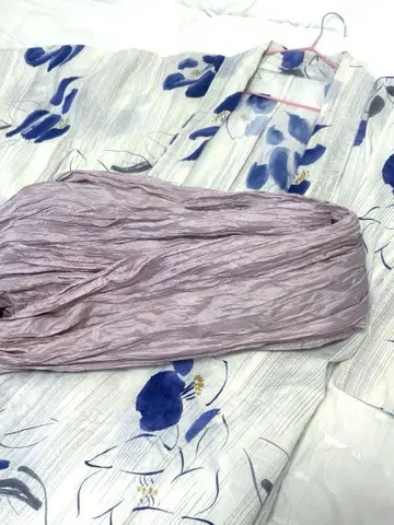 유카타 오비 포함 화이트 파랑