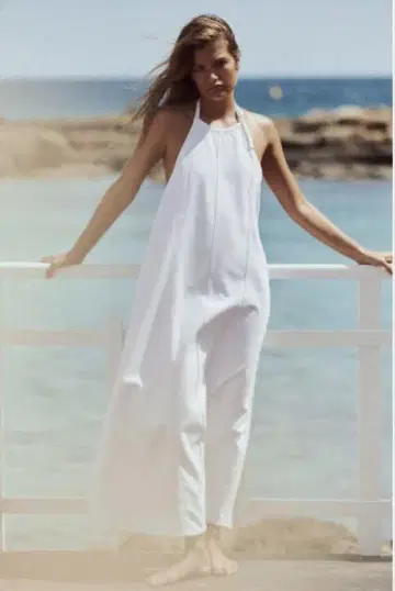 zara 자라 홀터넥 데님 원피스 화이트 L 사이즈
