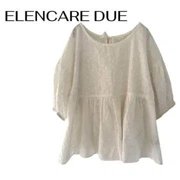 ELENCARE DUE 반팔 자수 상의 페플럼 심플 데이트 모임