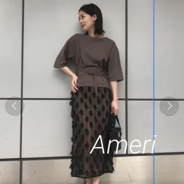 [새상품급] Ameri COIL CUT TOP 티셔츠 차콜