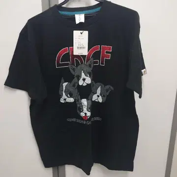 CRCF 강아지 그래픽 티셔츠 L 블랙