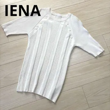 이에나 IENA 랜덤 리브 하프 슬리브 풀오버 화이트 5부 소매