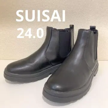 [미사용] suisai 방수 사이드 고어 부츠 24.0 EEE 블랙