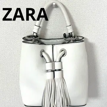 ZARA 복조리 백 화이트 프린지 태슬 숄더 화이트 백