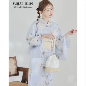 빈티지 블루 뉘앙스 모란 유카타 sugar