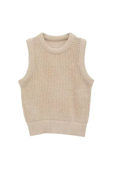 CLANE 3D RIB MESH KNIT TOPS