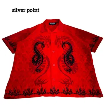 구제 silverpoint 반팔 셔츠 오픈 카라 드래곤 00년대
