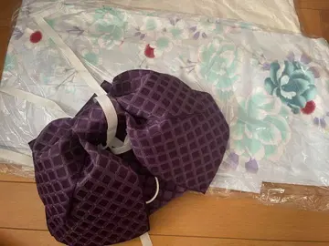 하늘색 여름 유카타 꽃무늬 시원한 느낌 보라색 오비 세트