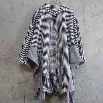 안티카 패턴 톨소 깅엄 체크 돌먼 슬리브 셔츠 블랙